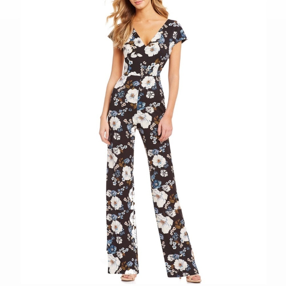 Gianni Bini Black Floral Jumpsuit